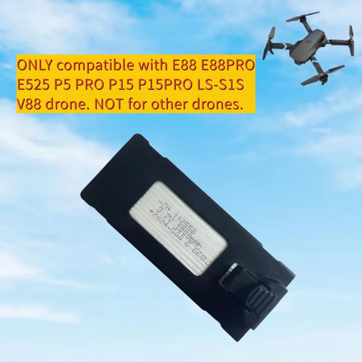Batteria Ricaricabile da 3.7V 1800mAh per E88 E88PRO E99 E99PRO E525 P1 P5 K3 P15 P15PRO LS-S1S A88 Drone Batteria Quadcopter Batteria con cavo di ricarica USB (3 pezzi)