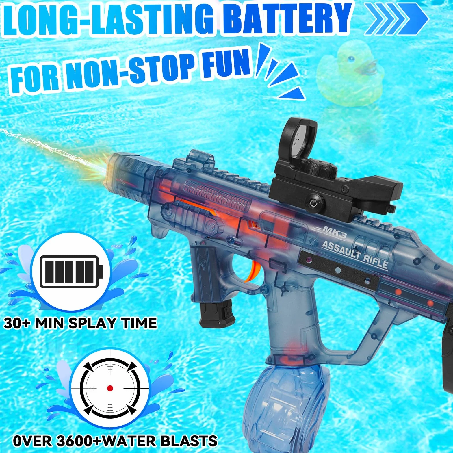 Pistole ad Acqua Elettriche, Pistola ad Acqua Elettriche per Bambini, Fino a 10m Pistole ad Acqua Potenti, Giocattolo Blaster ad Acqua per Feste Estive, Giardino, Piscina, Spiaggia