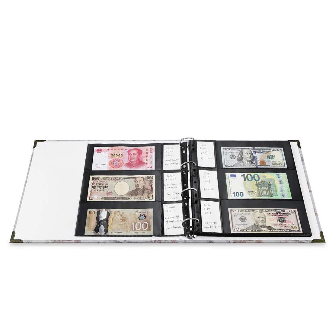 120 Tasche Banconote Album da Collezione di Valuta Mondiale, Raccoglitore Classico Raccolta di Soldi di Carta Libro di Stoccaggio Album Porta Forniture