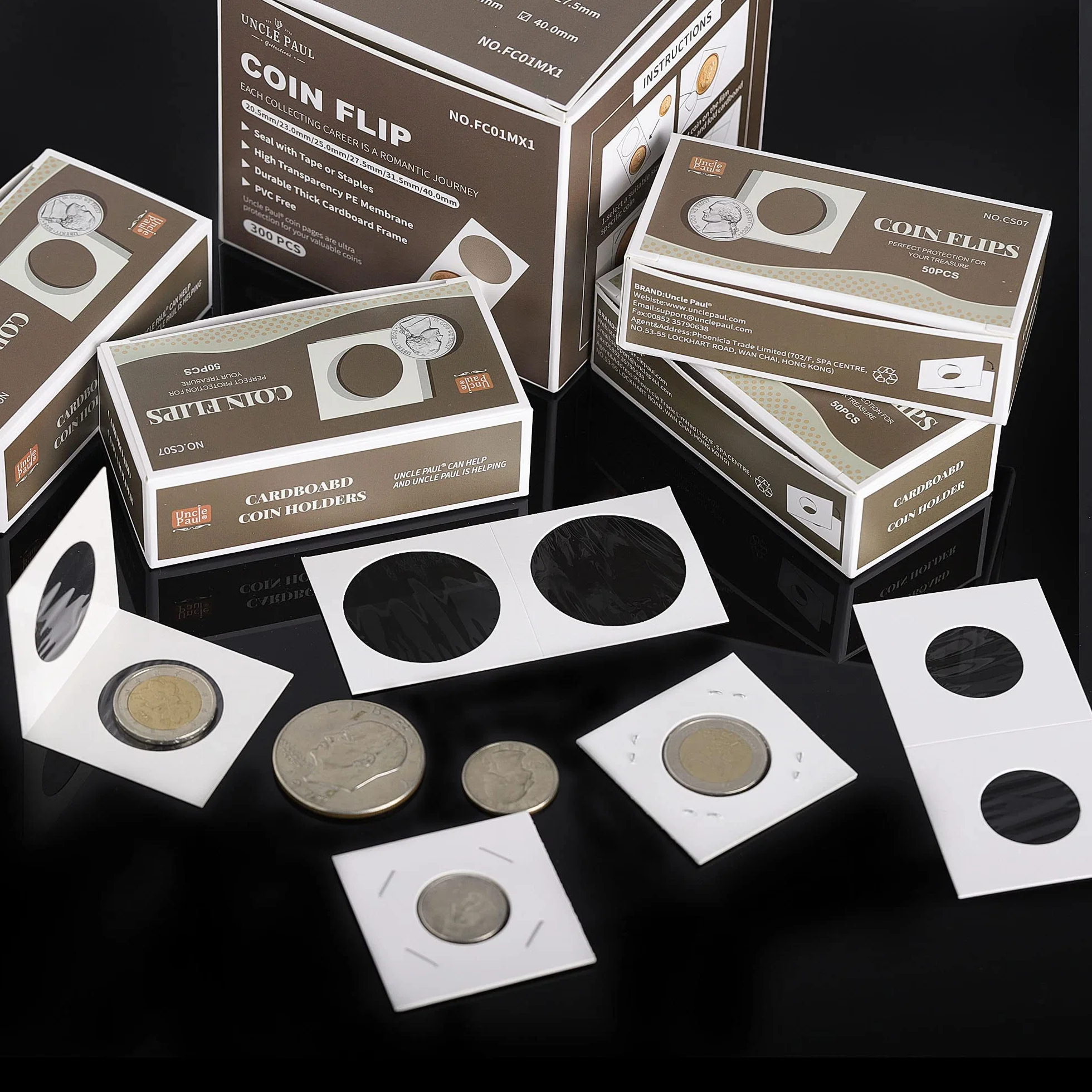 Uncle Paul 300 PZ Coin Flip 2x2 Pollici Tasche 6 Formati Portamonete di Cartone Album di Monete Libro per Forniture di Raccolta di Monete FC01MX1