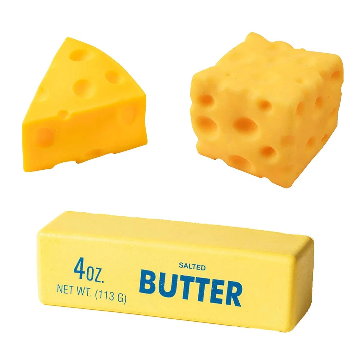 4 Pezzi Cheese Squishy Toy, Butterstick, Giocattoli Morbidi da Schiacciare, Squishys Al Formaggio Giallo, Antistress Giocattolo per Bambini e Adulti, Regalo di Natale