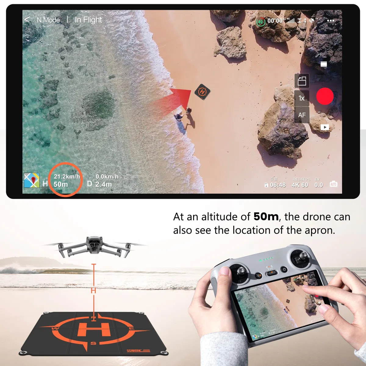 STARTRC Drone Landing Pad,65cm(25”) Portatile Universale Pieghevole Veloce Helipad Tappeto di atterraggio per DJI Air 2S,Mavic Air 2,Mavic Mini 2,Mavic 2 Pro/Zoom,Phantom 4/3,DJI FPV,Holy Stone
