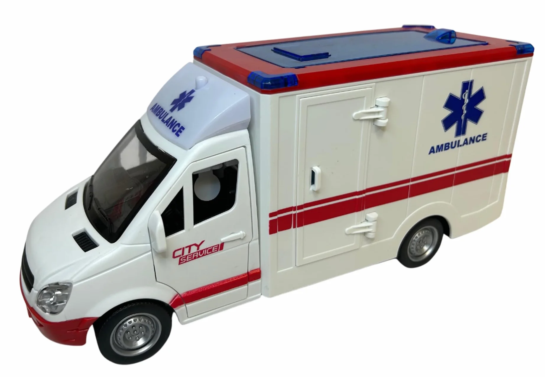 Ambulanza Giocattolo con Luci Suoni Sirene Porte e Tetto Apribili Movimento Frizione Ambulanza Grande Scala 1:16 cm 26 Pronto Soccorso con Luce Suoni Barella Estraibile Ambulanze Bambini con Luci Led