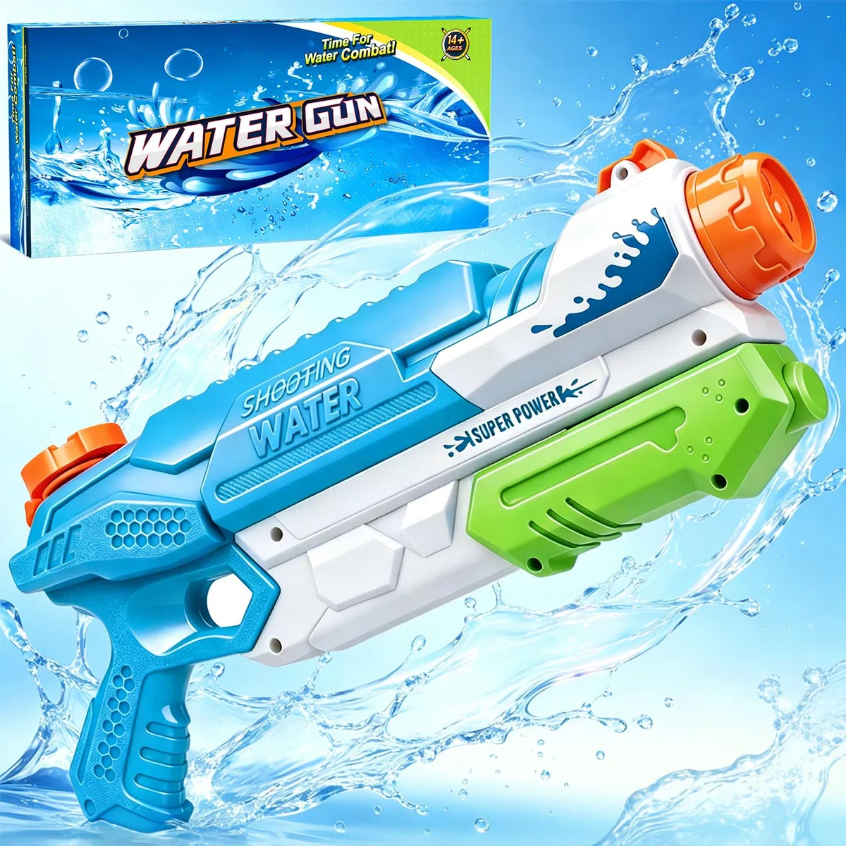 Pistola ad Acqua - Pistole ad Acqua Potente per Bambini Adulti, Fucile ad Acqua Water Gun Idee Regalo per Feste in Piscina e Attività All'aperto, Blu