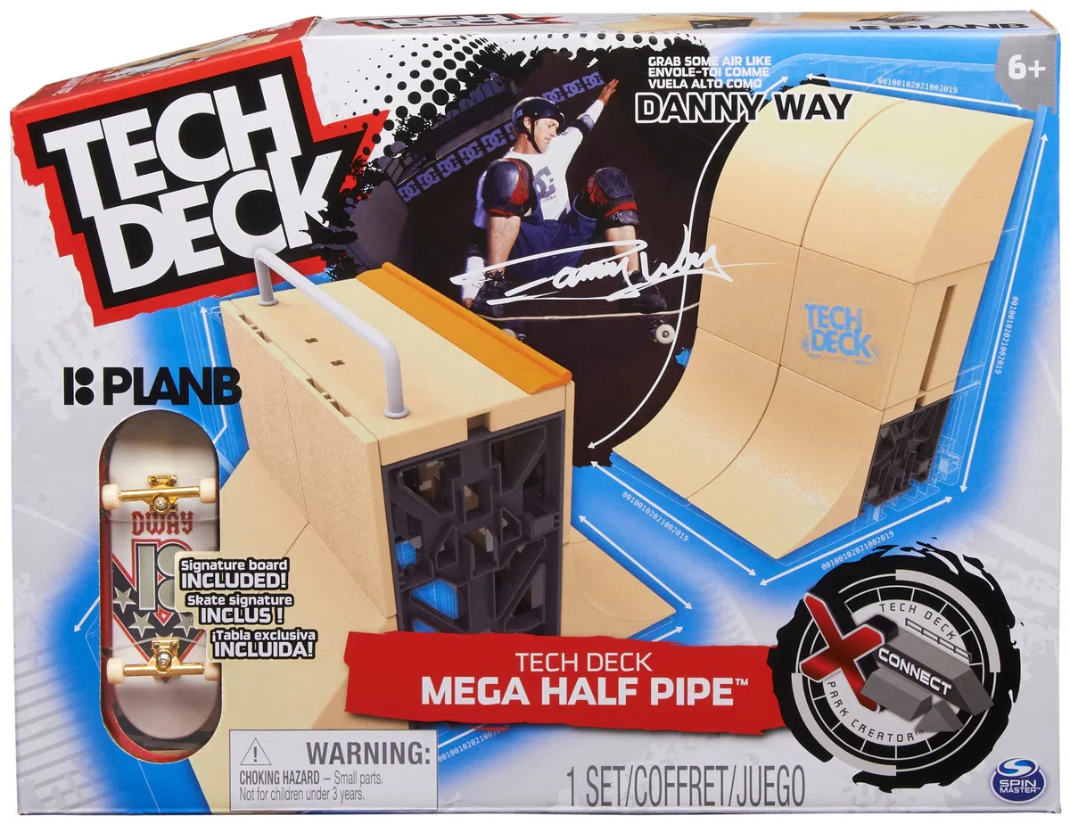 Tech Deck, Mini Skate Finger Skate Mega Rampa Half Pipe X-Connect, Set di Rampe Personalizzabile con Mini Skate, Giocattolo per Bambini e Bambine da 6 Anni in su