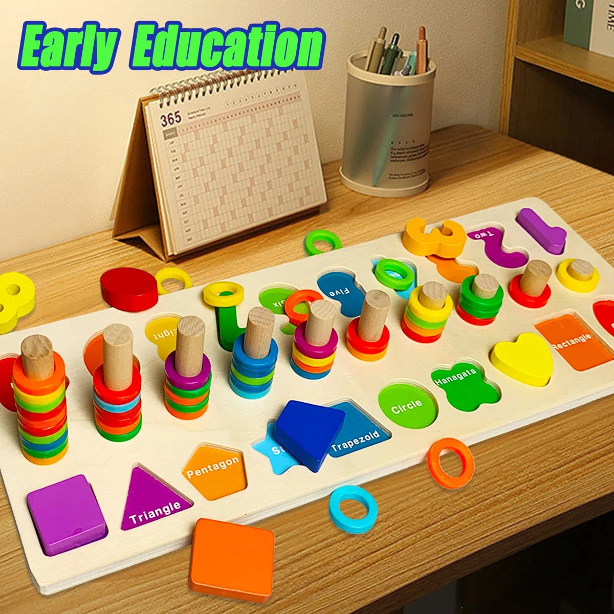 Felly Giocattoli Montessori Bambini, 2 in 1 Gioco Educativi Giocattoli di Legno Baby Board Conteggio Numeri Stacking Classificazione Matematica Apprendimento, Regalo di Compleanno Natale 3+ anni