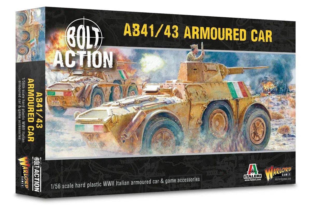 Warlord Games Autoblinda AB41/43 - Modellino corazzato in plastica dell'esercito italiano, in scala 1:56/28 mm, modellino in scala 1:56 per miniature della Seconda Guerra Mondiale