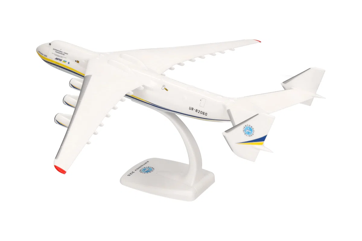 Herpa modello di aereo Antonov Airlines Antonov AN-225 "Mriya", in scala 1:250 - Snap-Fit, pezzo da collezione, miniatura deco, statuetta con supporto in plastica