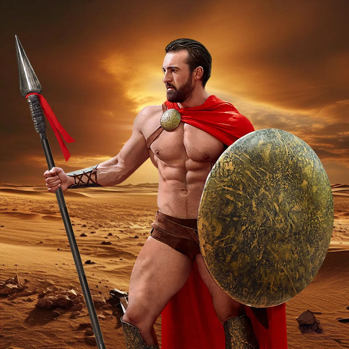 Costume da lancia spartana per Halloween, staccabile, in plastica, per adulti, cosplay (A)