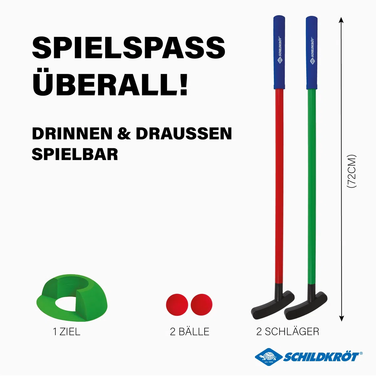 Schildkröt Set da mini golf per bambini - set completo con 2 mazze, 2 palline di gommapiuma e bersaglio - gioco da golf per interni ed esterni