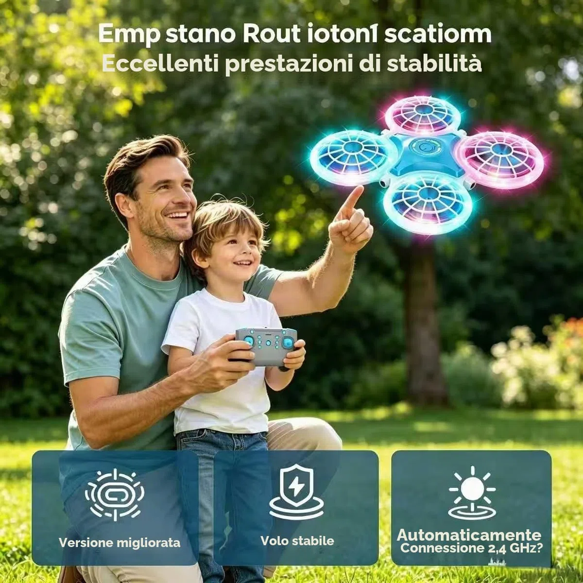 Mini Drone per Bambini con Telecomando, Gioco Aereo con Luci LED e Flip 360°, 3 Velocità & Decollo a Un Tasto, Drone Interno ed Esterno, Regalo Perfetto per Bambini 6-10 Anni, Maschi e Femmine