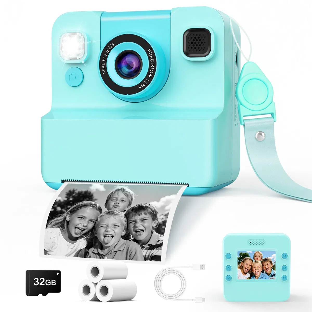 Macchina Fotografica Bambini Istantanea, 2.4" HD Portatile Macchina Fotografica Bambini 1080P Digitale Fotocamera Istantanea Regali Natale Compleanno per 3-10 Foto & 32GB SD