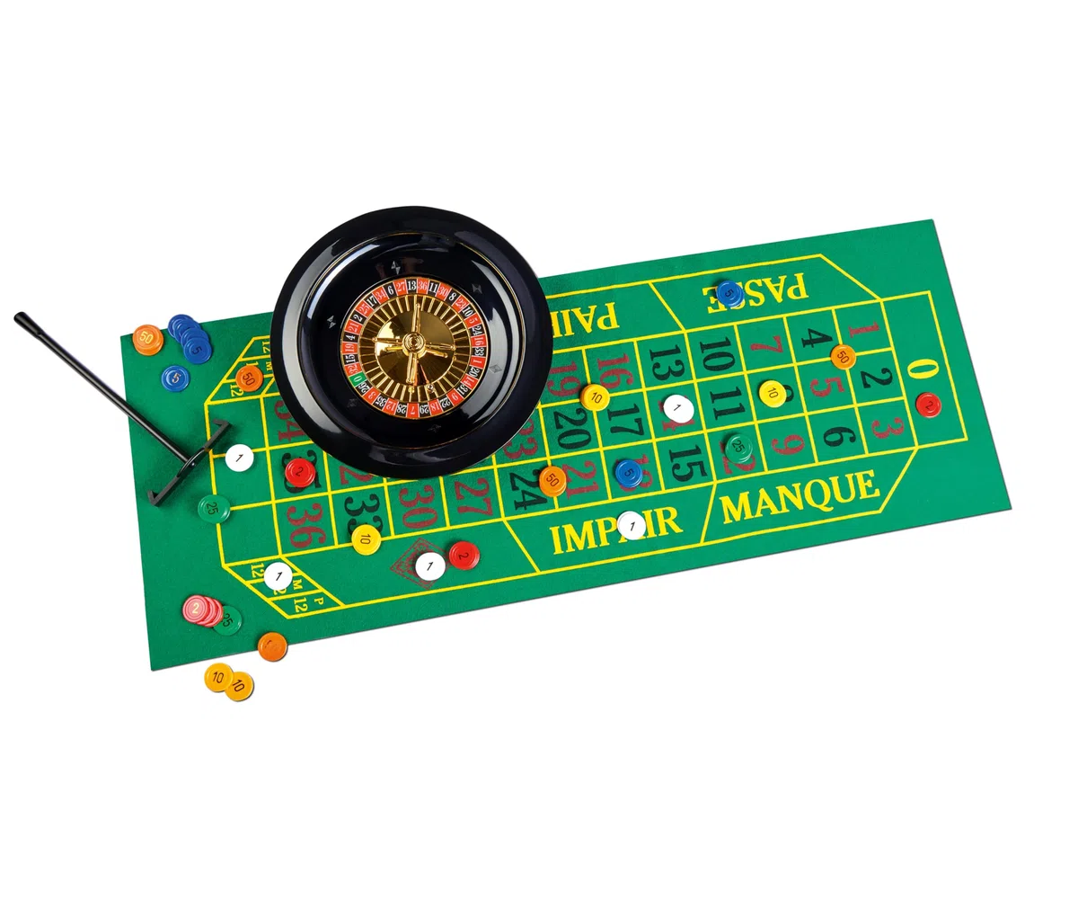 noris 606102025 - Set roulette Deluxe con 2 sfere in acciaio, 60 fiche e altri accessori per una vera atmosfera da casinò, dai 6 anni in su