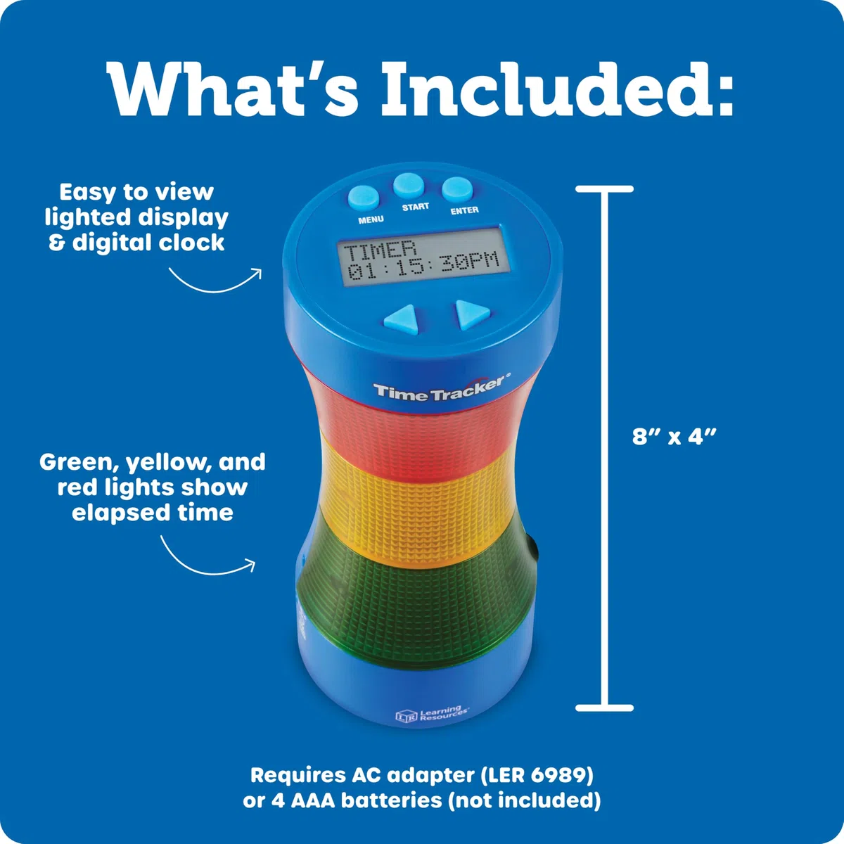 Learning Resources Timer Time Tracker 2.0, dai 5 Anni, Orologio Didattico con Indicatore Visivo e Sonoro, Timer per Aula e Giochi Educativi, Aiuta la Concentrazione