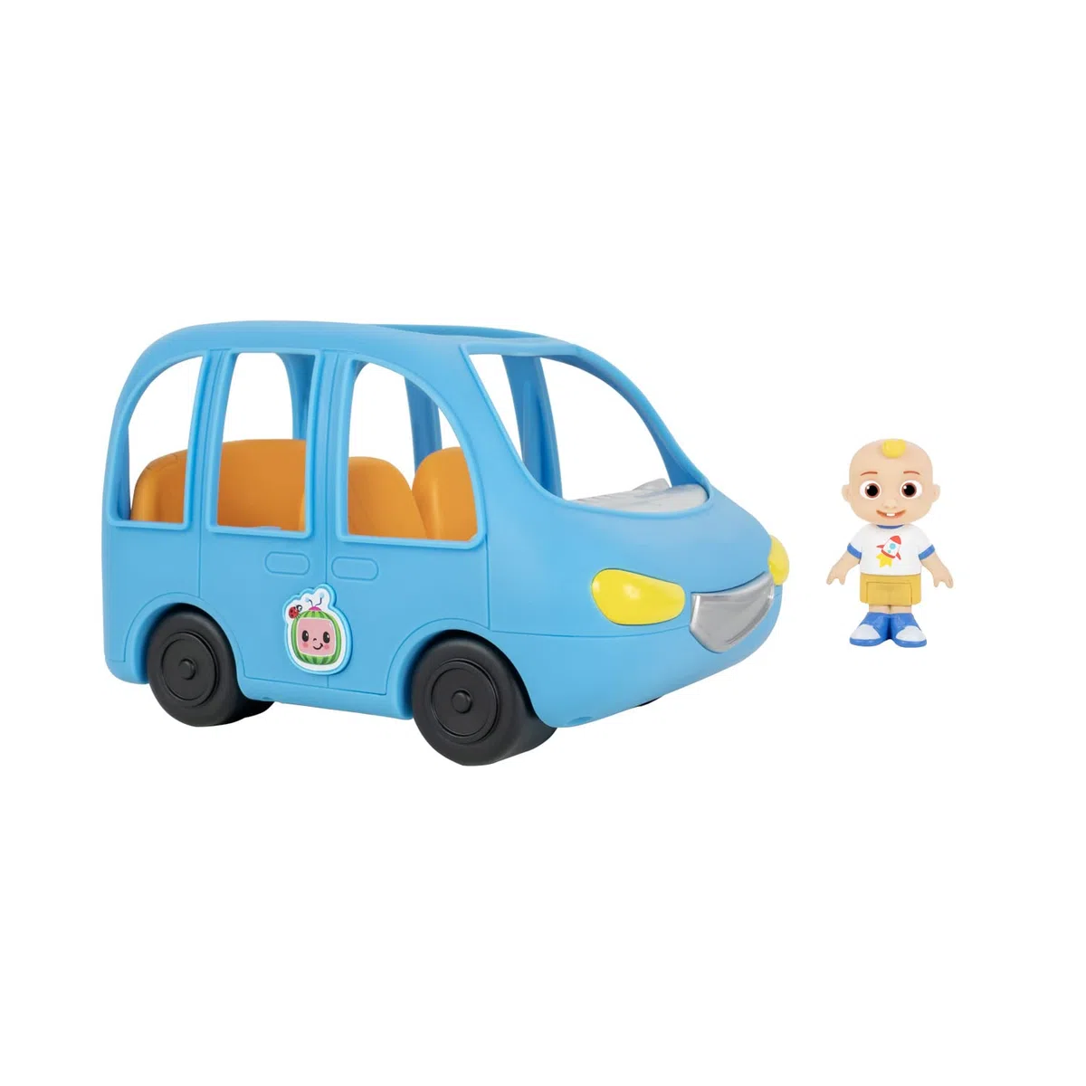 CoComelon Bandai - Auto di famiglia musicale+1 personaggio JJ - Veicolo che suona la canzone "Are we there yet" (in inglese) e 1 figura JJ 7 cm - WT0104, Multicolore