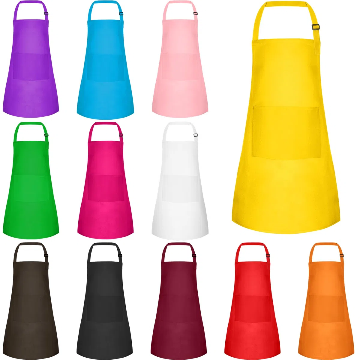 Grembiule per bambini, con 2 tasche, regolabile, da chef, per pittura, cucina, pasticceria, artigianato