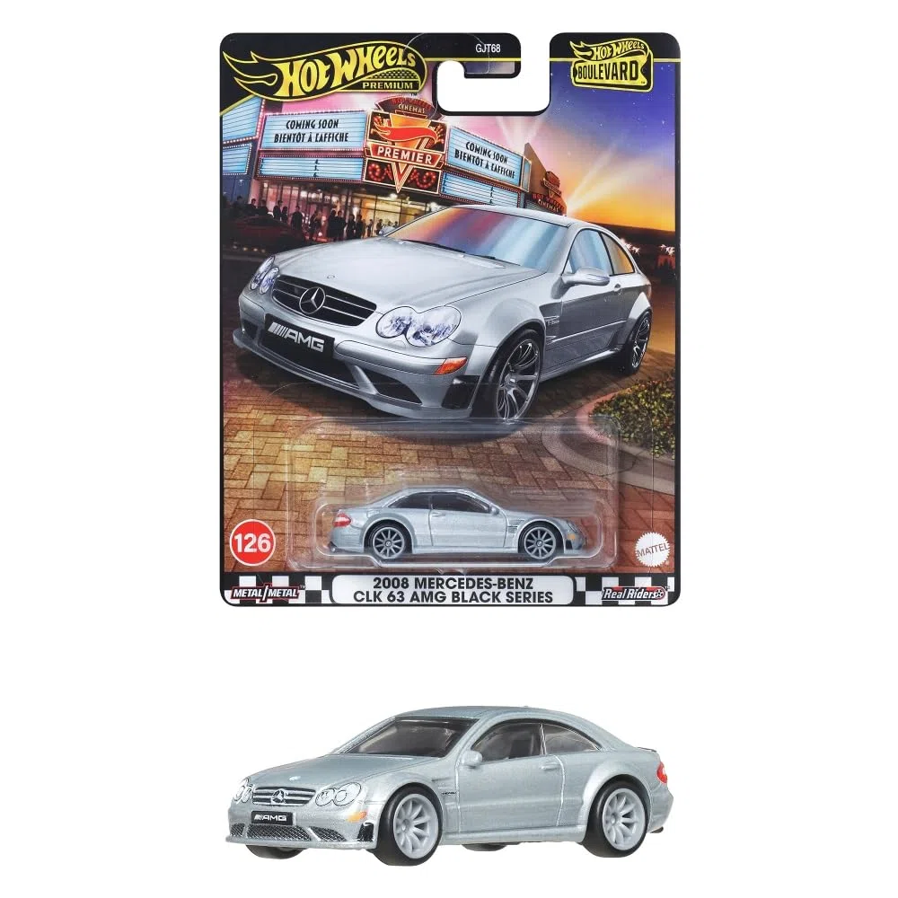 Hot Wheels Premium Boulevard Cars Mercedes-Benz 2008 CLK 63 AMG Modellino Auto - Scala 1:64 - Lunghezza 7 cm - GJT68 - Boulevard Serie 126
