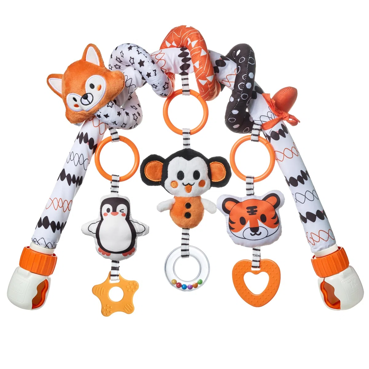TUMAMA 2 In 1 arco e Giochi Spirale da Passeggino Per Neonato 0 3 6 9 12 Mesi, Peluche spiral passeggini Giocattolo Gioco Per Neonati Bambina Ragazzo, Auto Clip On Carrozzina Con Sonaglio Teether