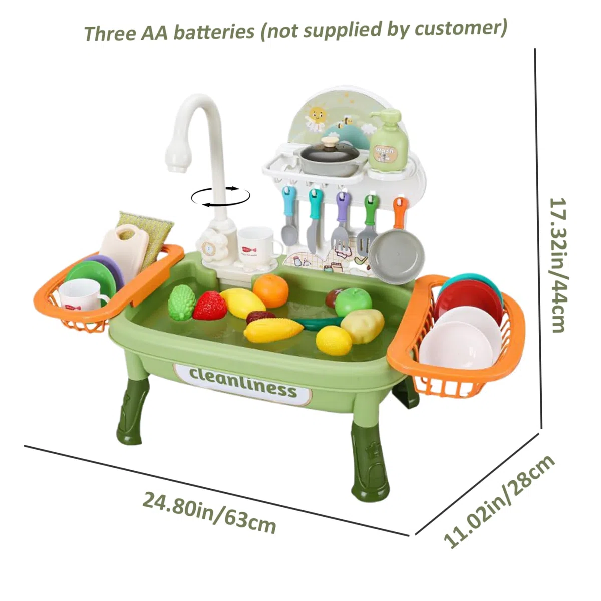 Lavandino da Gioco con Acqua Corrente 1 Set Rubinetto Elettrico Girevole Lavandino per Bambini con cestello di Scarico Spazio educativo interattivo Staccabile Gioco per Bambini di Ruolo -