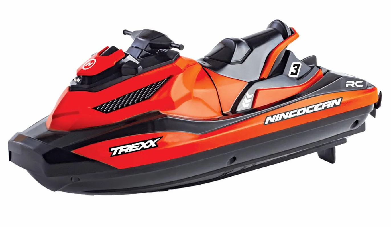 Ninco - NincOcean Trexx Spettacolare Moto D'Acqua a 2 Motori | Stazione con Tecnologia 2.4 Ghz | Batteria agli Ioni di Litio 3.7 V e 500 Mah | Misure 24.5 X 22 X 9 Cm | A Partire da 6 Anni (NH99038)