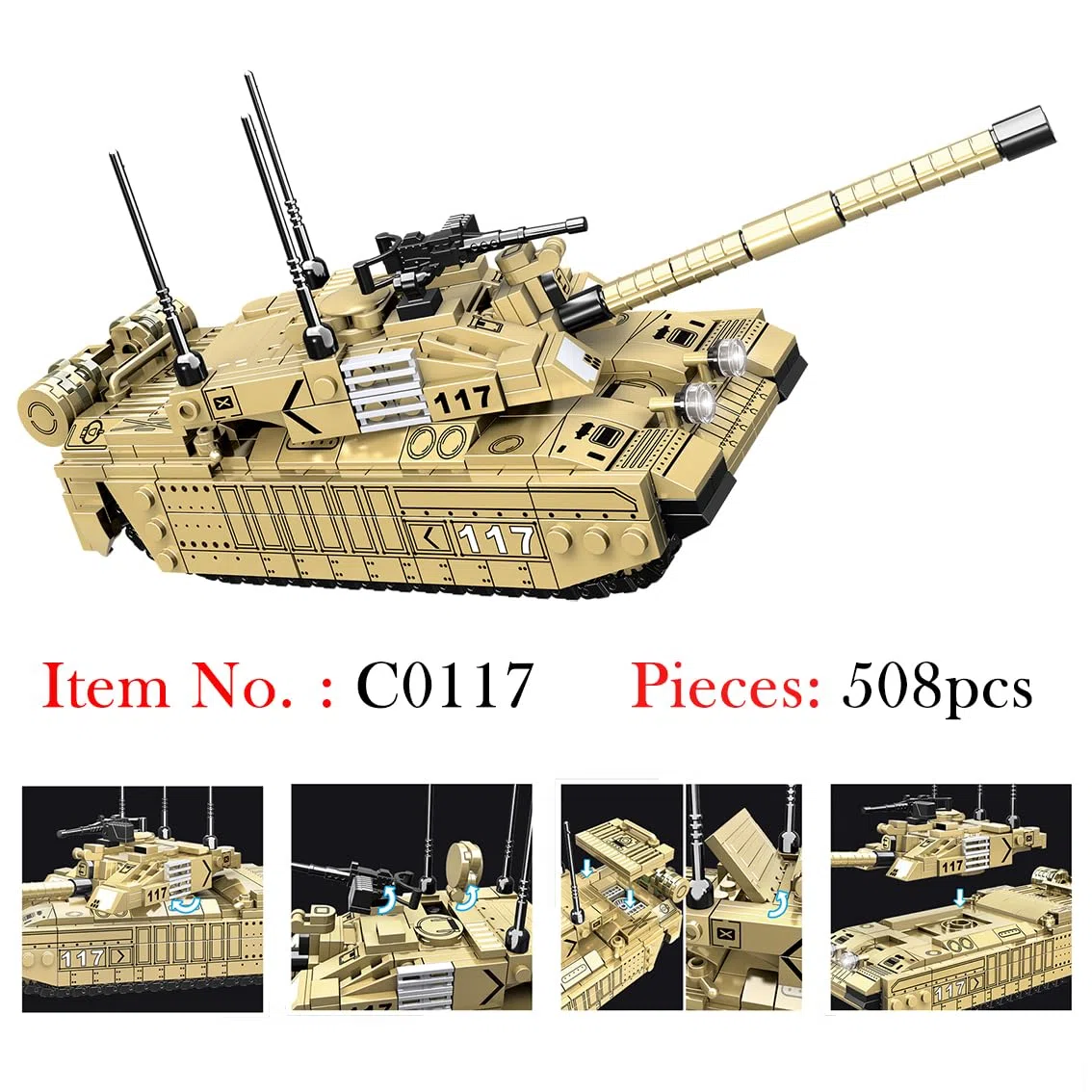 WOMA C0117 Carro Armato da Battaglia Set di Blocchi da Costruzione da 461 Pezzi Modellino Veicoli Militari Giocattolo per Bambini Set di Costruzioni Educativo per Giochi di Ruolo STEM Giocattoli