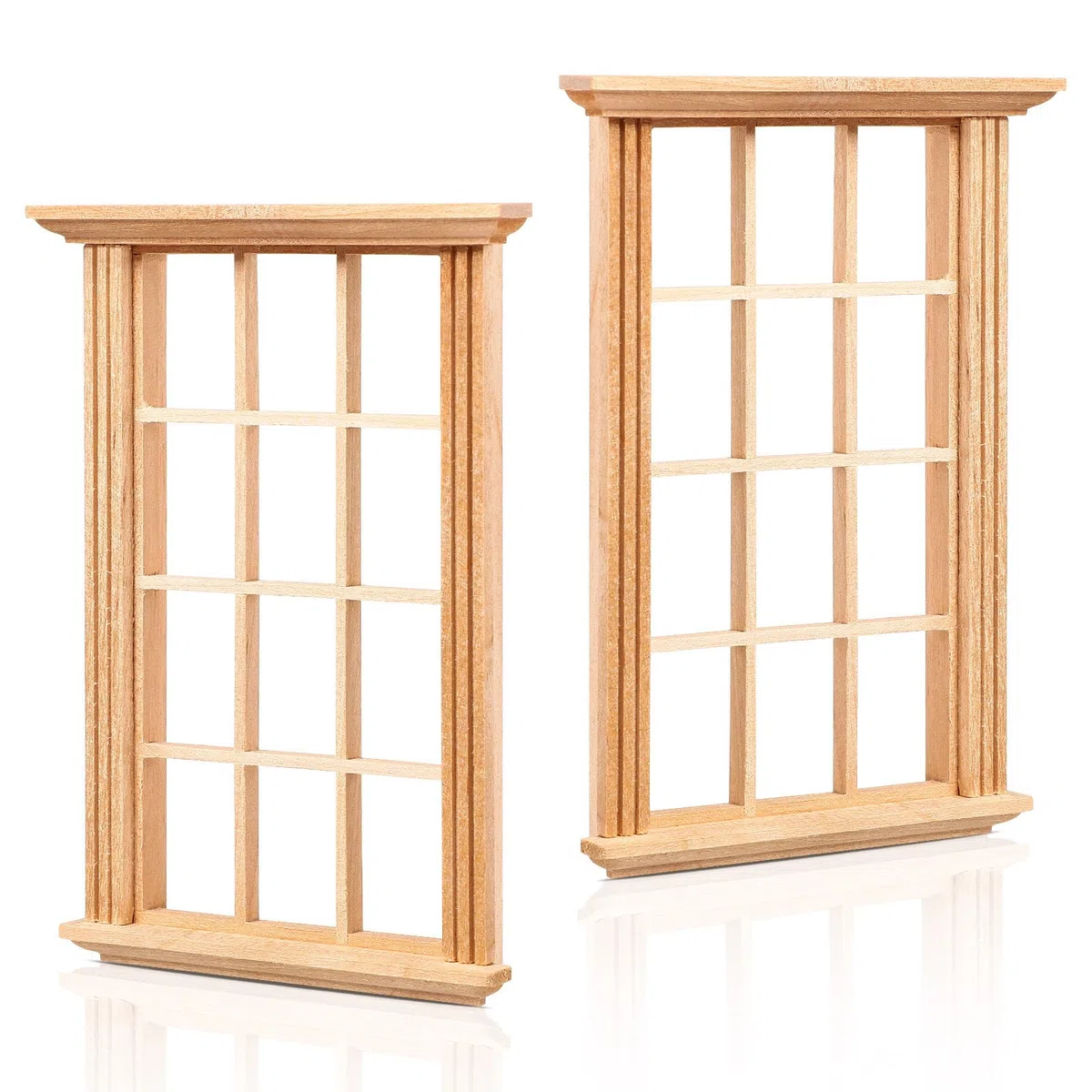 Housoutil Finestre in legno per mobili in miniatura: 2 pezzi Mini finestra telaio modello 1: 12 scala miniature finestra in legno - mini tapparelle fai da te accessori artigianali per case delle