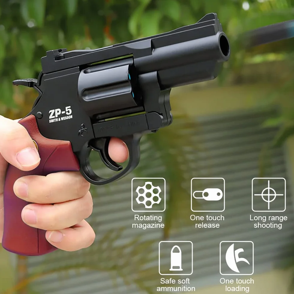 Revolver in schiuma, pistola giocattolo, pistola per bambini, pistole giocattolo per bambini,pistola giocattolo (caffè nero)