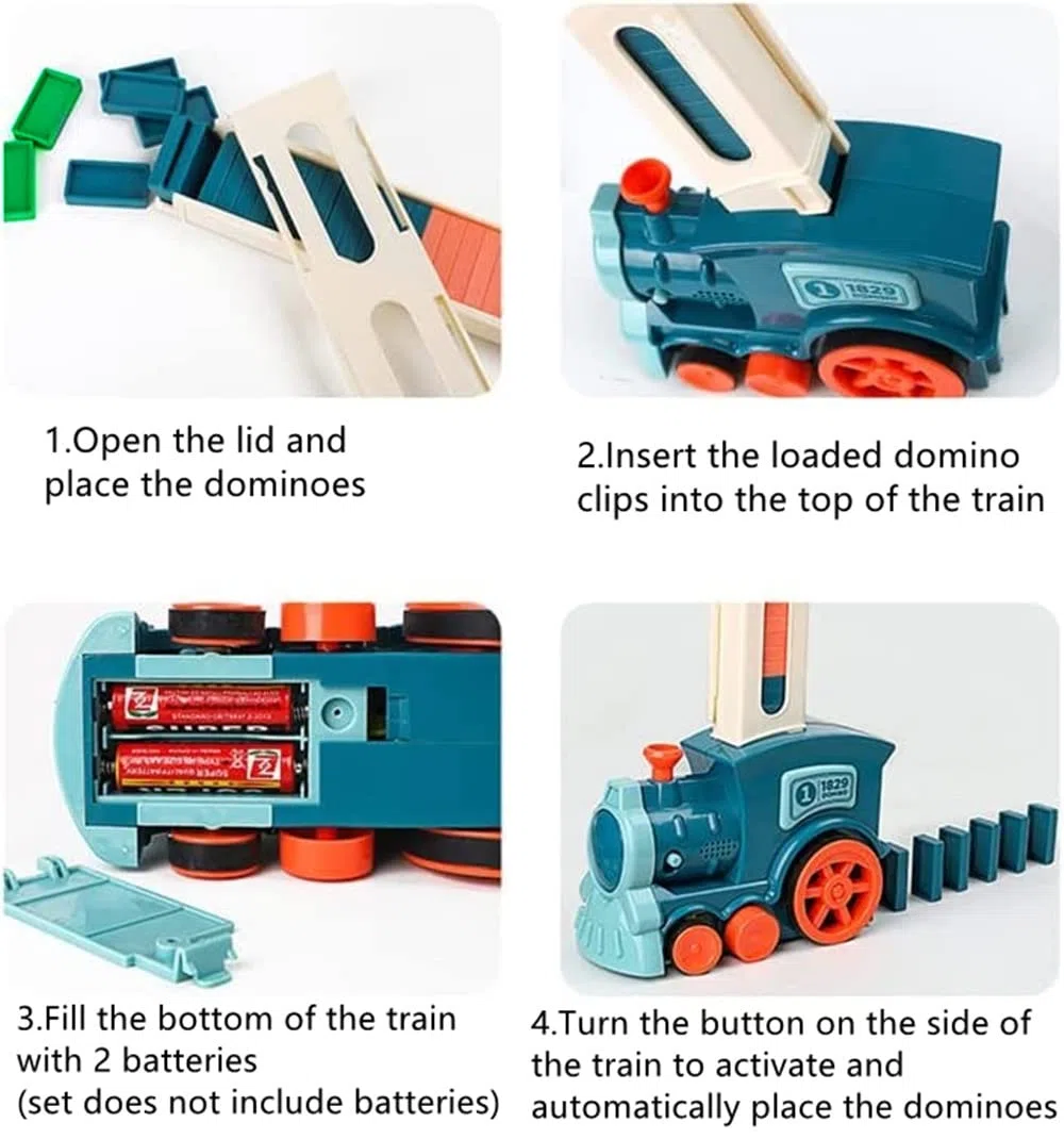 Domino Train Toy Set per Bambini,120 Pezzi Automatici Domino Blocchi di Costruire e Impilare Giocattoli Creativi,Giocattolo Educativo Regalo per Ragazze e Ragazzi dai 3 anni in su
