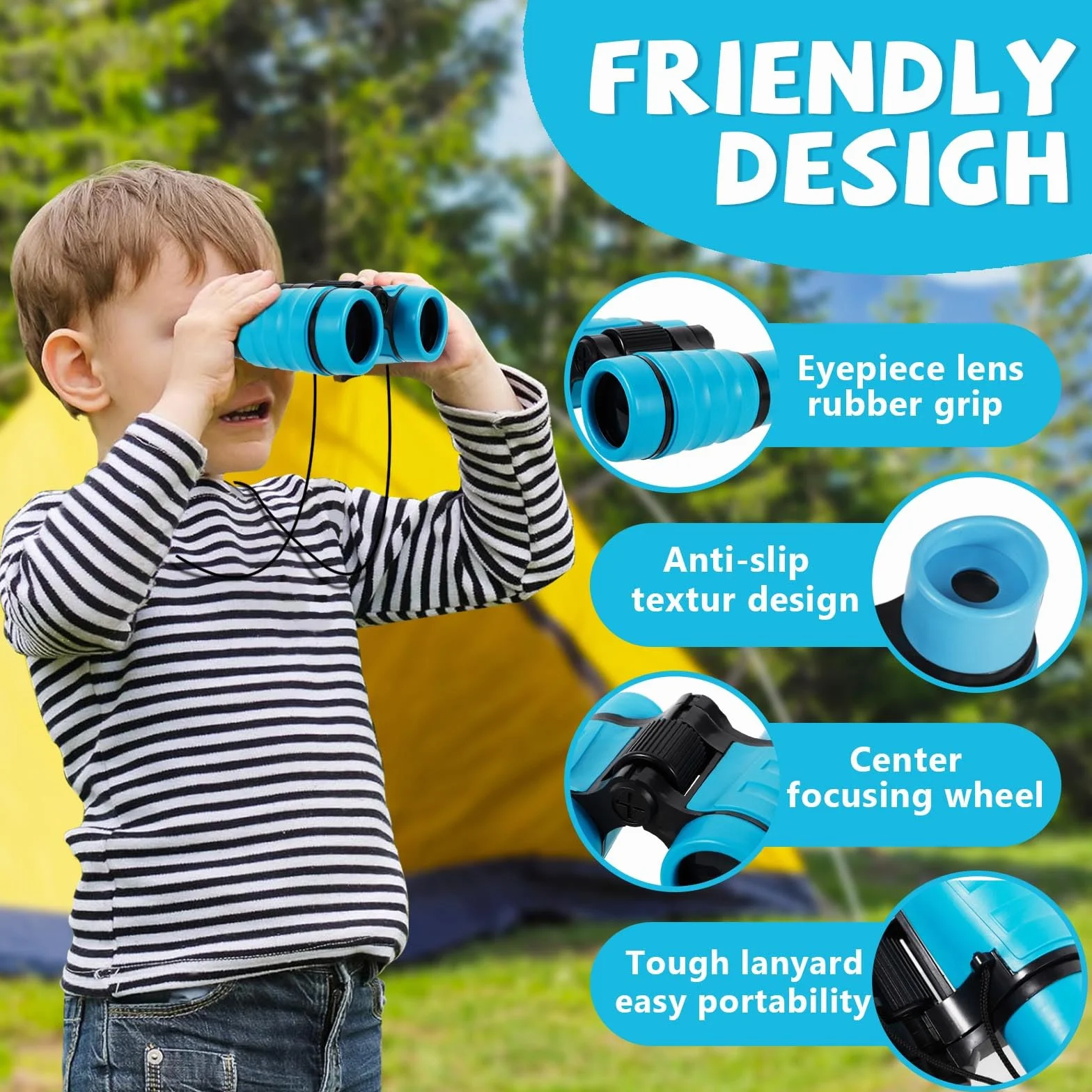 Binocolo Bambini,Compatto Binocolo,Forte ingrandimento 8X21,Set Esploratore Completo con Lente d'Ingrandimento e Bussola,Giochi per bambino e bambina di 3-12 anni,giocattolo per esterni