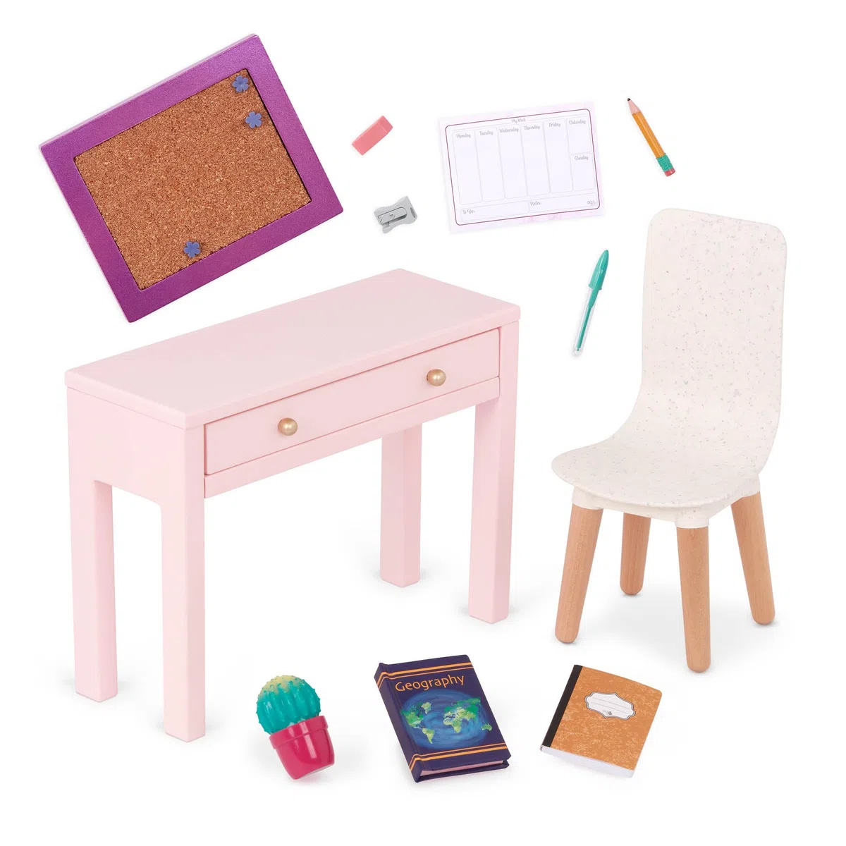 Our Generation - Set da ufficio OG Working Wonder - Mobili per la casa delle bambole - Set di scrivania e sedia per la casa - Accessori per bambole da 46 cm - Giocattolo per bambini dai 3 anni in su