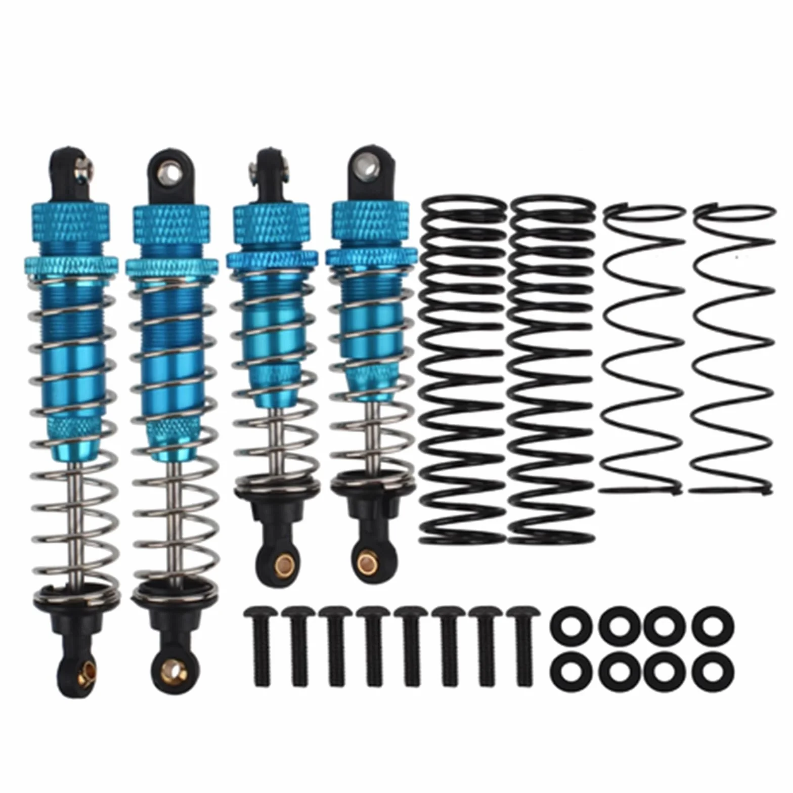 1/10 RC Ammortizzatori anteriori e posteriori, confezione da 4 in alluminio per Tamiya DT-02 DF-02 DT-03 TT-02B 1/10 RC Parti di aggiornamento (blu)
