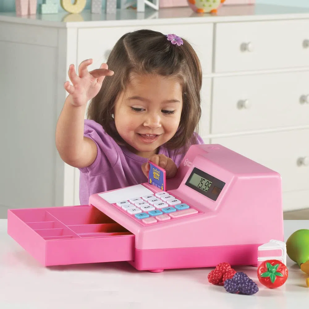 Learning Resources Registratore di Cassa con Calcolatrice Pretend & Play, Giocattolo per Bambini, Cassa Giocattolo per Il Gioco di Fantasia, dai 3 Anni in avanti