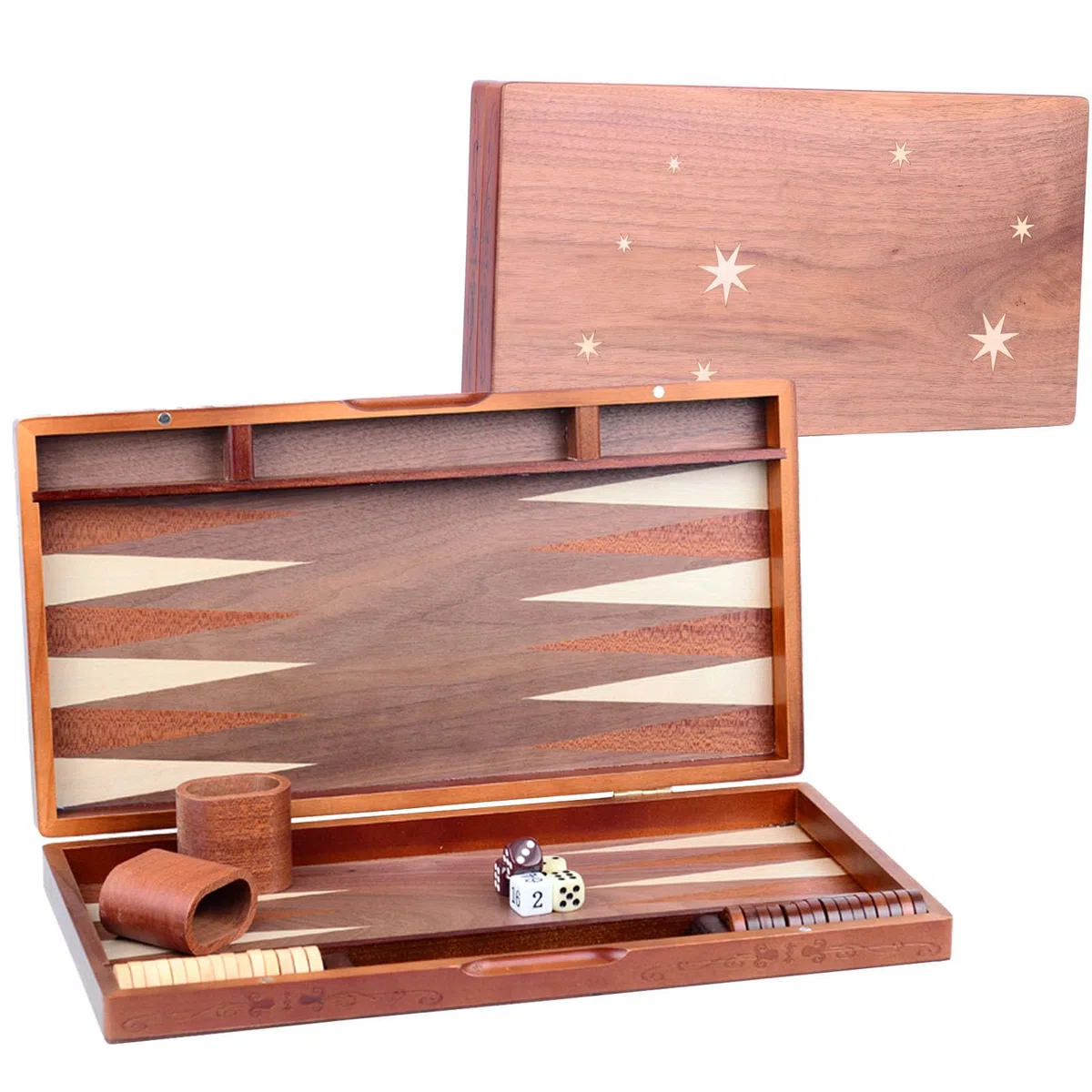 Syrace Set di Backgammon in Legno - Classico Gioco da Tavolo con Custodia da 15,7", Dimensioni Grandi, Pezzi Checker per Adulti e Bambini