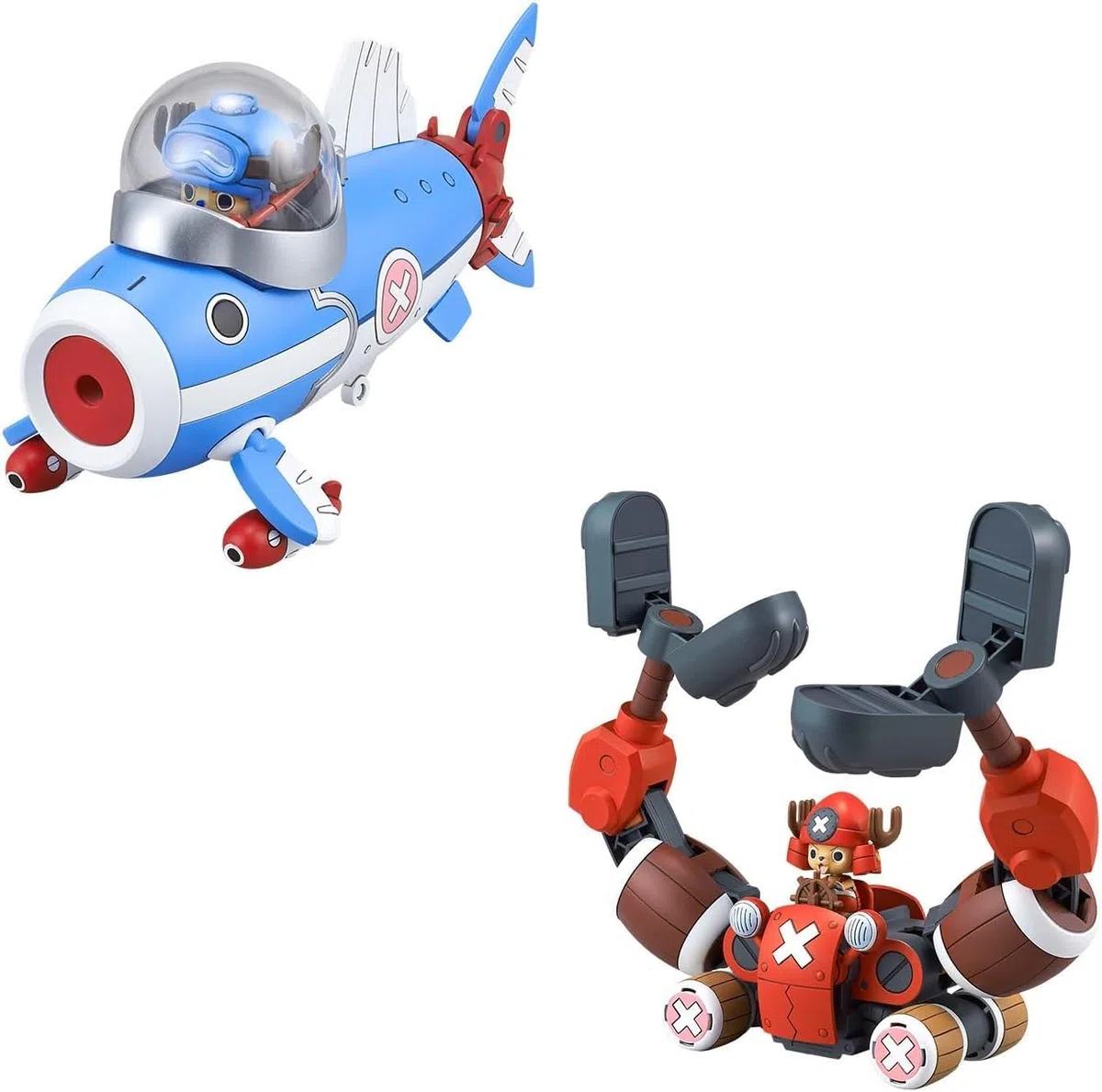 Bandai Spirits Robot Chopper One Piece No. 3 & 5 (Chopper Submarine & Chopper Crane) Modello in plastica codificato a colori