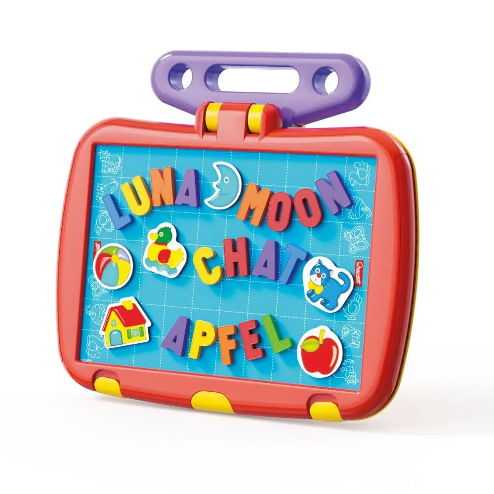 Quercetti Combi con Chiodini per Bambini, 48 Lettere Magnetiche e Pennarelli, Giochi Educativi 4 Anni 2 in 1 Lavagnetta Cancellabile Bambini 4-8 Anni, Sviluppa creatività e Motricità Fine