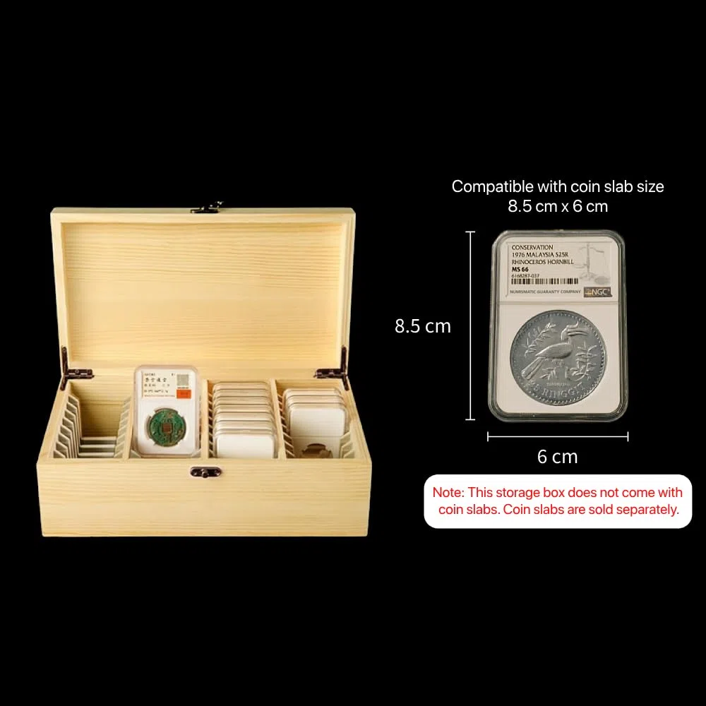 Scatola di Stoccaggio e Display in Legno Contenitore per Collezioni Adatta per 40 PZ di Monete Classificate PCGS NGC Slabs Supporto per Collezione di Monete e Accessori