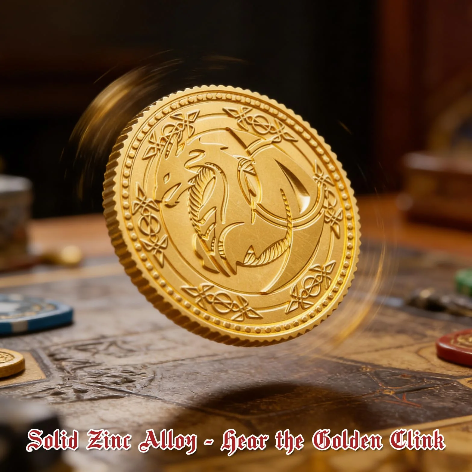 Byhoo Monete d'oro per collezionisti, monete in metallo Dragon Yue DND con sacchetto in pelle, grande set di tesori per dungeon e draghi, accessori per giochi di ruolo in rilievo a doppia faccia con