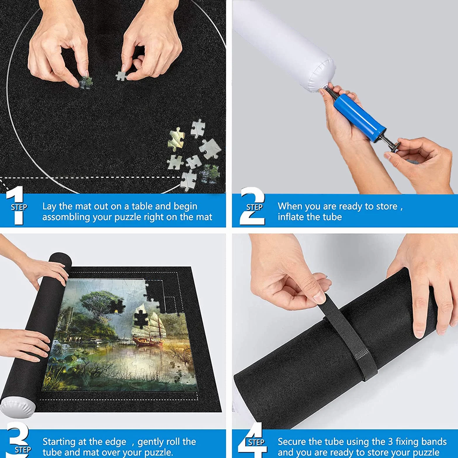 Tappeto per Puzzle 3000 Pezzi - Addensamento di 1.5mm, Tappetino per puzzle in Feltro, Portatile Rotolo di Puzzle, gonfiabile Puzzle Roll Up, Puzzle Accessori, Coperte Puzzle