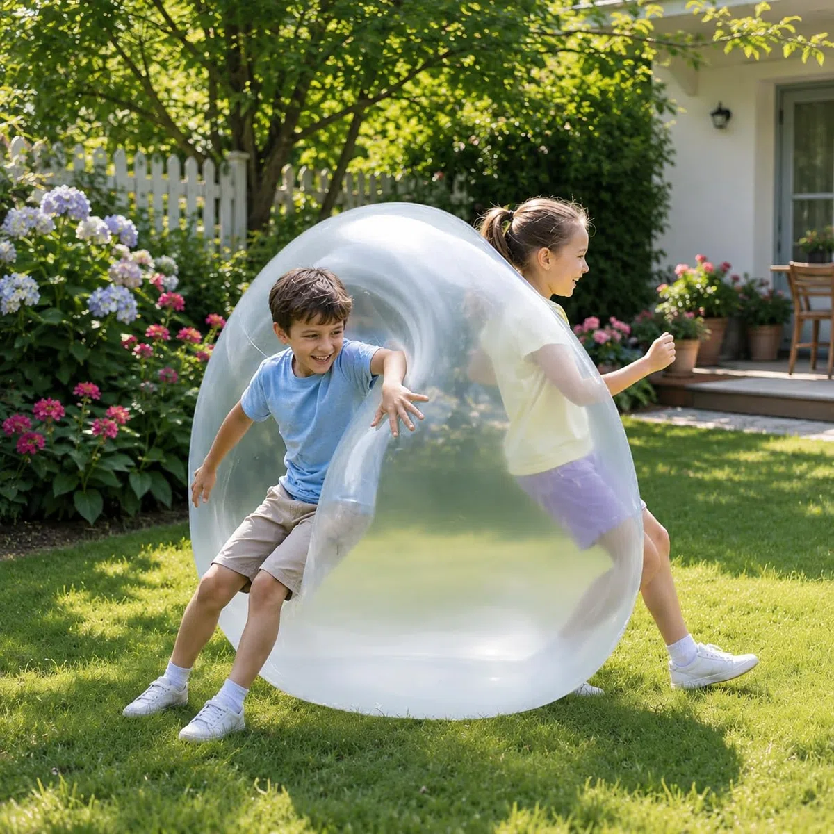 Palla ad acqua gonfiabile, 119 cm, trasparente, grande, riutilizzabile, per bambini e adulti, resistente agli strappi, per spiaggia, giardino, piscina, feste all'aperto (A)