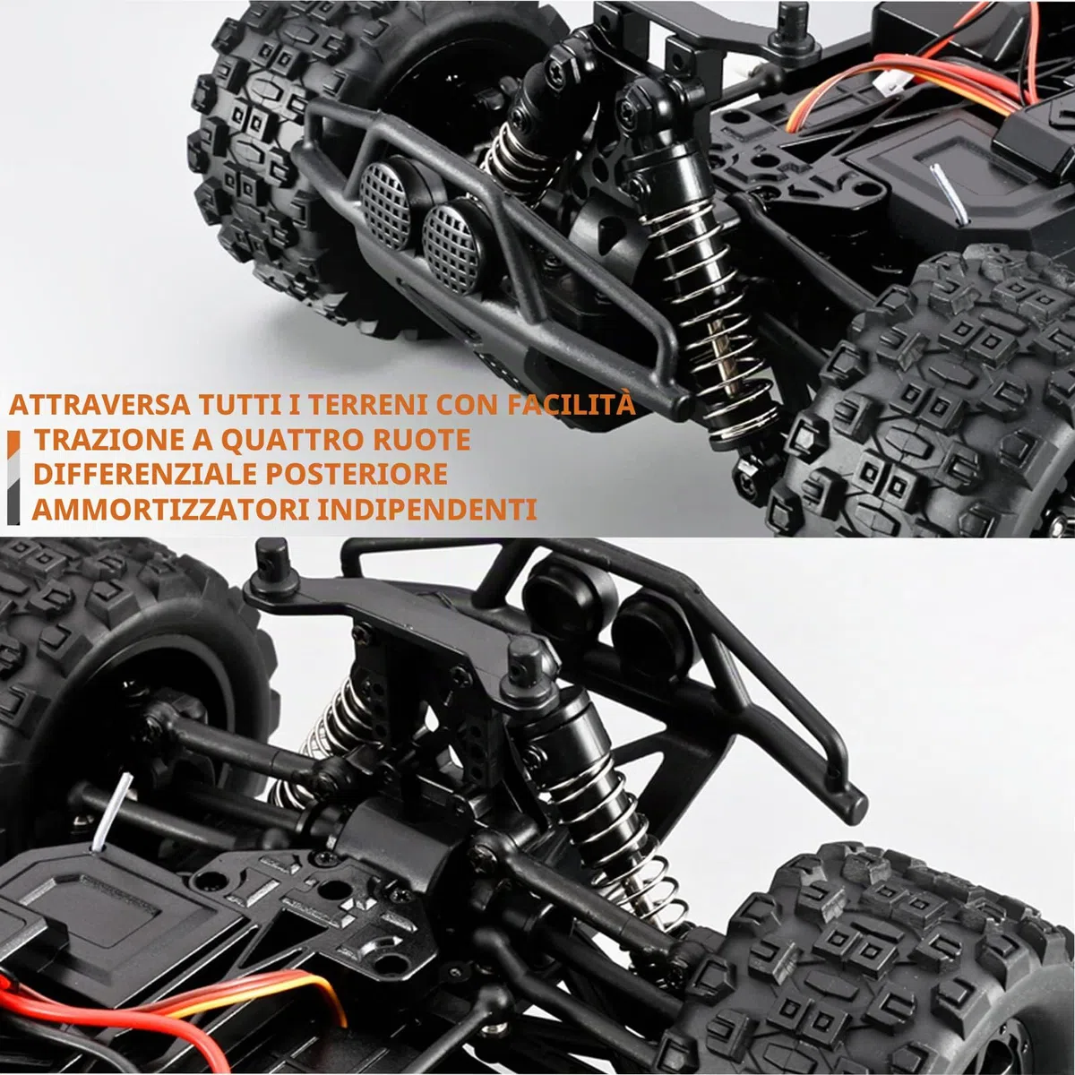 Macchina Telecomandata, Alta velocità Auto RC 40 km/h, scala 1/18 4WD Fuoristrada con 2 batterie ricaricabili 60 Min+ Giocare Tempo, 2.4GHz RC Camion Cars