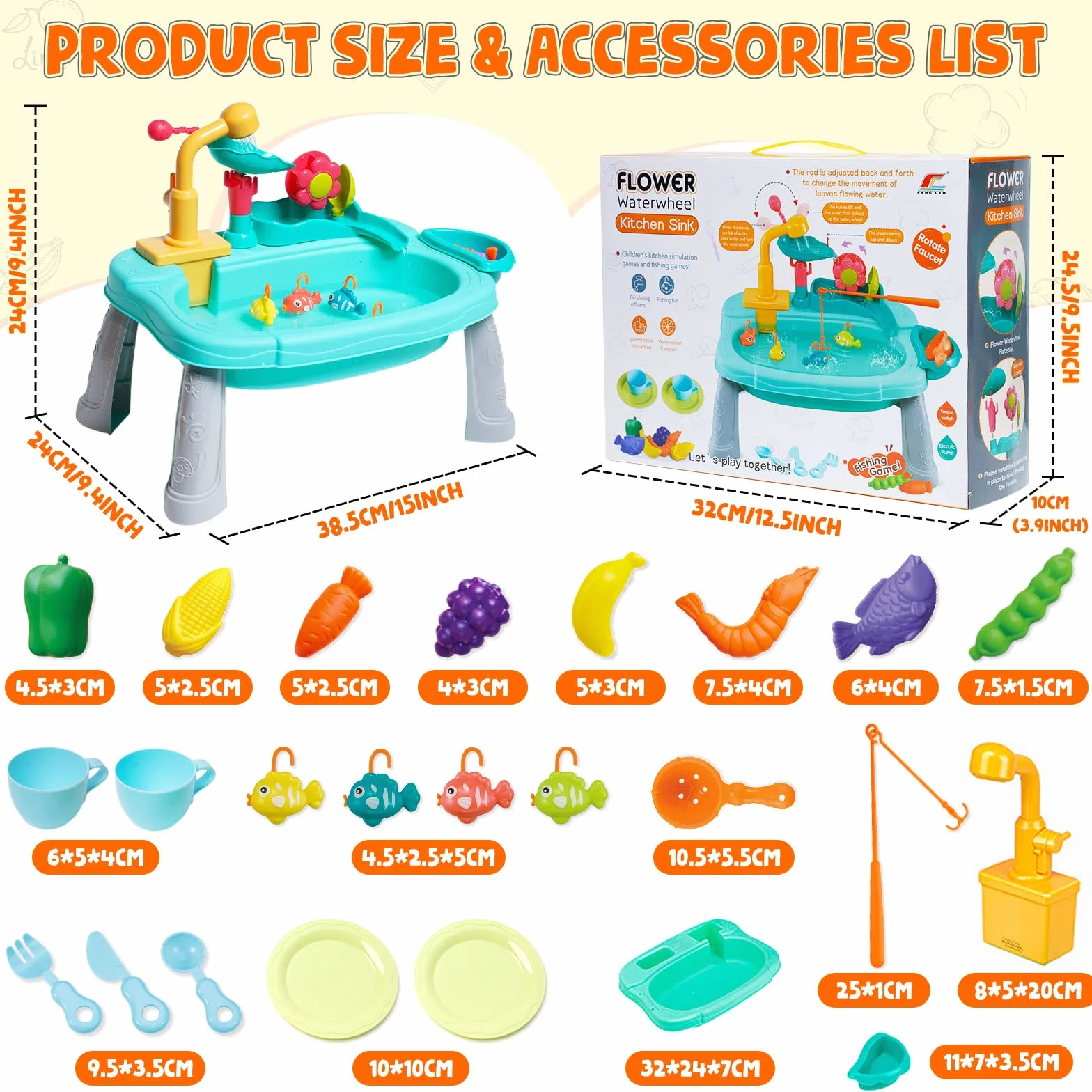 Ark miido Giocattolo per lavello da Cucina Giocattoli per lavello da Cucina, Sistema Automatico di Ciclo dell'Acqua, Giochi di finzione per Ragazze e Ragazzi