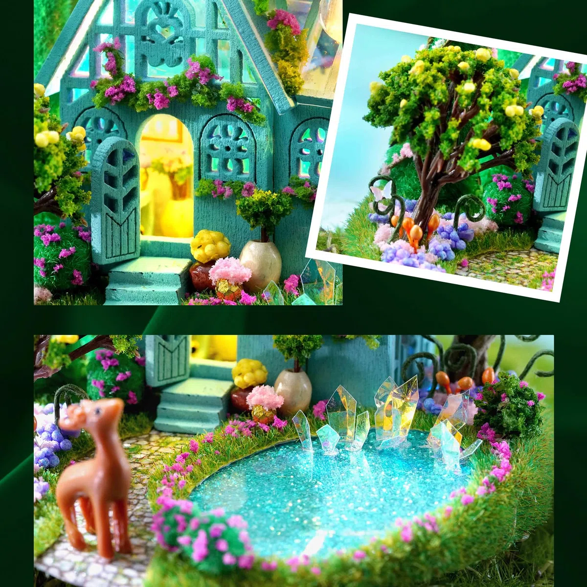 Casa in Miniatura DIY con Mobili, Kit di Costruzione per Adulti, Modellino in Legno da Montare, Compleanni e Natale, Giardino delle Fate