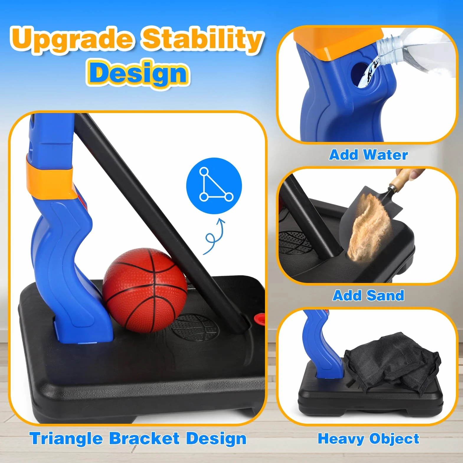 YIMORE Canestro Basket Bambini, Canestro Basket Per Interni Da Esterno Con Supporto, Altezza Regolabile 70-138 CM, Mini Canestro Basket Da Camera Per Giochi Per Bambini Dai 3 Agli 8 Anni