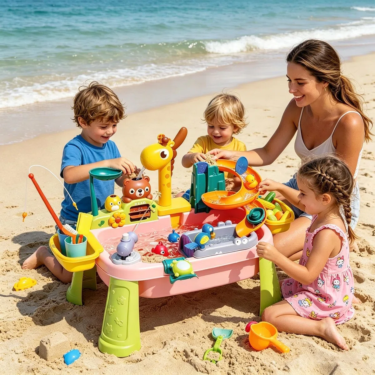 Tavolo d'Acqua per Bambini,Rubinetto Giraffa Gioco Simulazione | Lavello Giocattolo da Cucina con Acqua Corrente,Per Bambini 1-5 Anni Spiaggia Giardino Cortile Piscina Gioco Interattivo All'Aperto