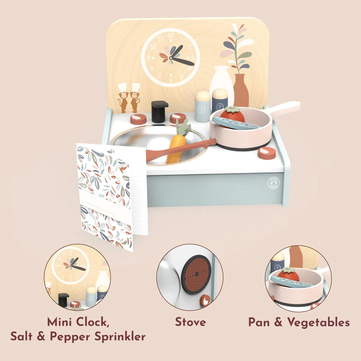 Speedy Monkey - Set Tavolo Cucina con 8 accessori - 30,5x25,5x24,5 cm