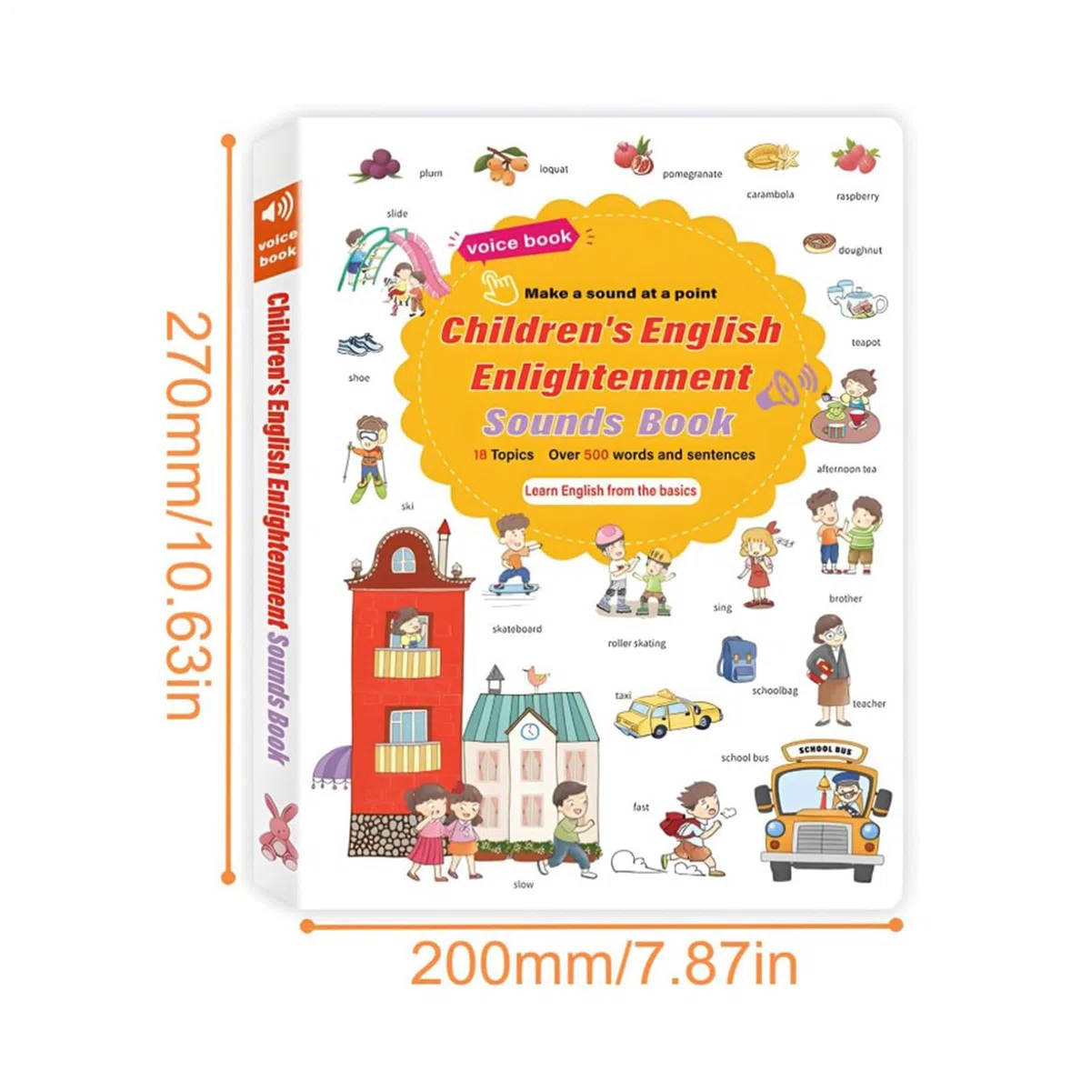 Libri Parlanti Per L'apprendimento 'inglese, Educativi Coinvolgenti, 27x20 Cm, Libro Di Apprendimento Audio Da 500 Parole, Libro Sonoro Di Parole Inglesi, Design Robusto E Sicuro, Per Aule, Biblio
