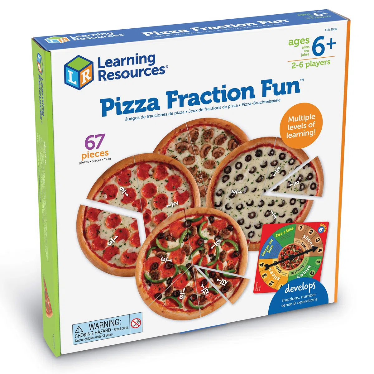 Learning Resources Gioco Frazioni di Pizza, dai 6 Anni, Apprendimento Matematica, Addizione e Sottrazione Frazioni, Gioco Educativo Divertente
