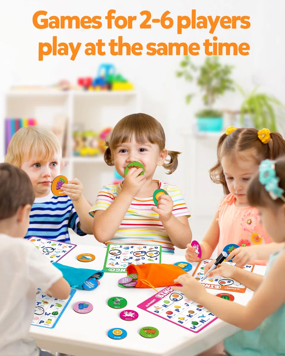 Coogam Gioco di bingo alfabeto, ABC Matching Board per l'apprendimento, Attività di riconoscimento dei modelli di colore, Giocattolo regalo per bambini prematuri per bambini in età prescolare 3-4-5