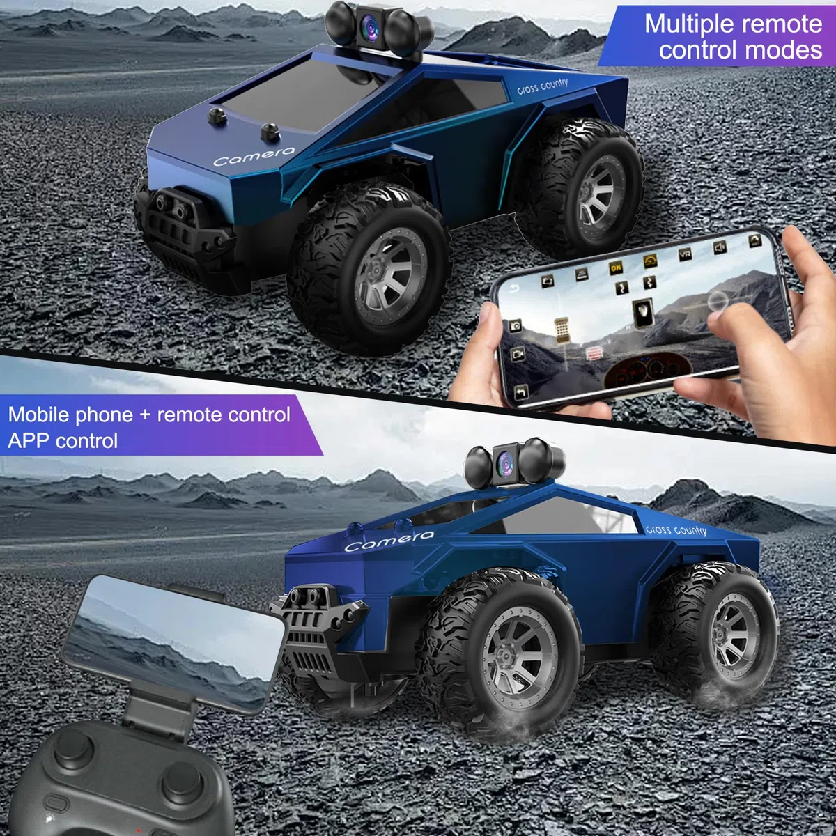 Auto telecomandata fuoristrada 1:28 con telecamera, auto giocattolo ad alta velocità, trasmissione WiFi in tempo reale, con controllo tramite APP, auto giocattolo RC per bambini e adulti