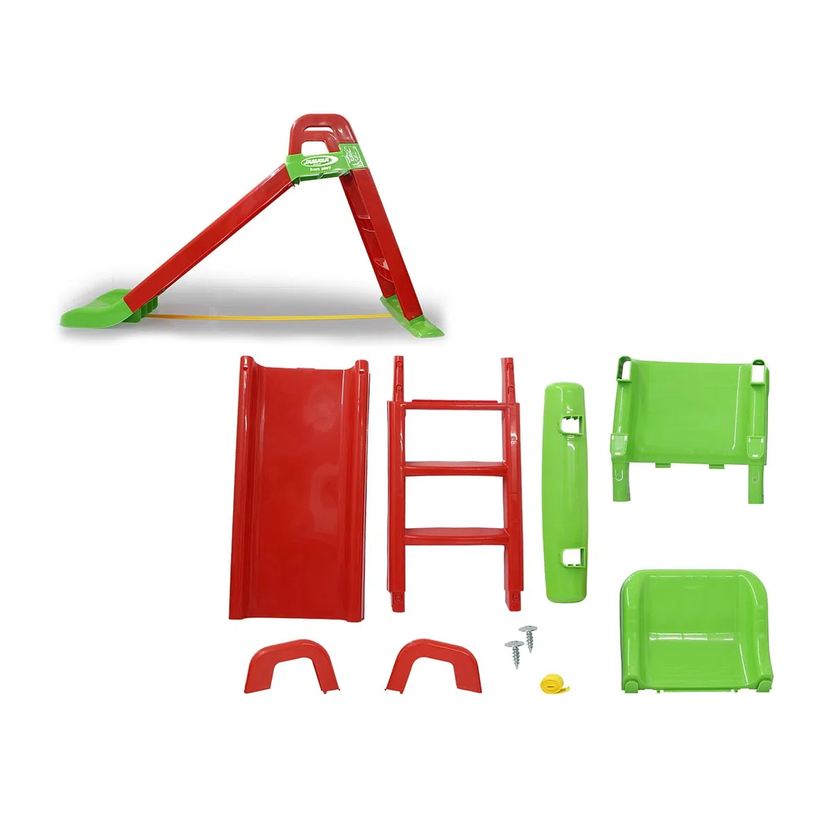 Jamara 460501 - Scivolo Funny Slide, in materiale durevole, con erogazione antiscivolo per atterraggio delicato, gradini ampi e maniglie di sicurezza, colore: Rosso, 145 x 59 x 79 cm